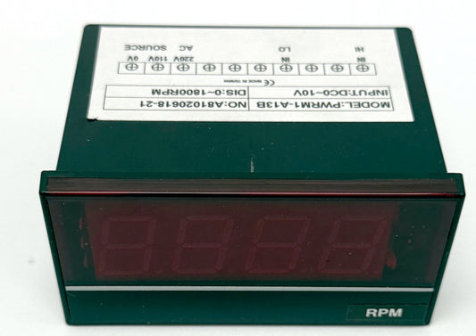 RPM GAUGE: PWR PWRM1-A13B , 0 - 1800 RPM display panel meter