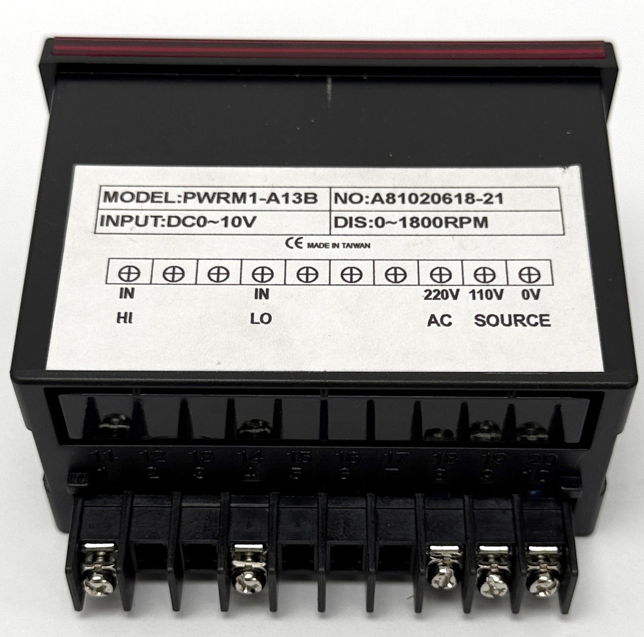 RPM GAUGE: PWR PWRM1-A13B , 0 - 1800 RPM display panel meter